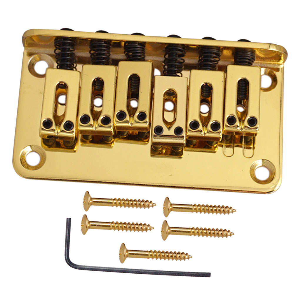 6 String Guitar Roller Saddle Bridge Tailpiece for Electric Guitar Gold