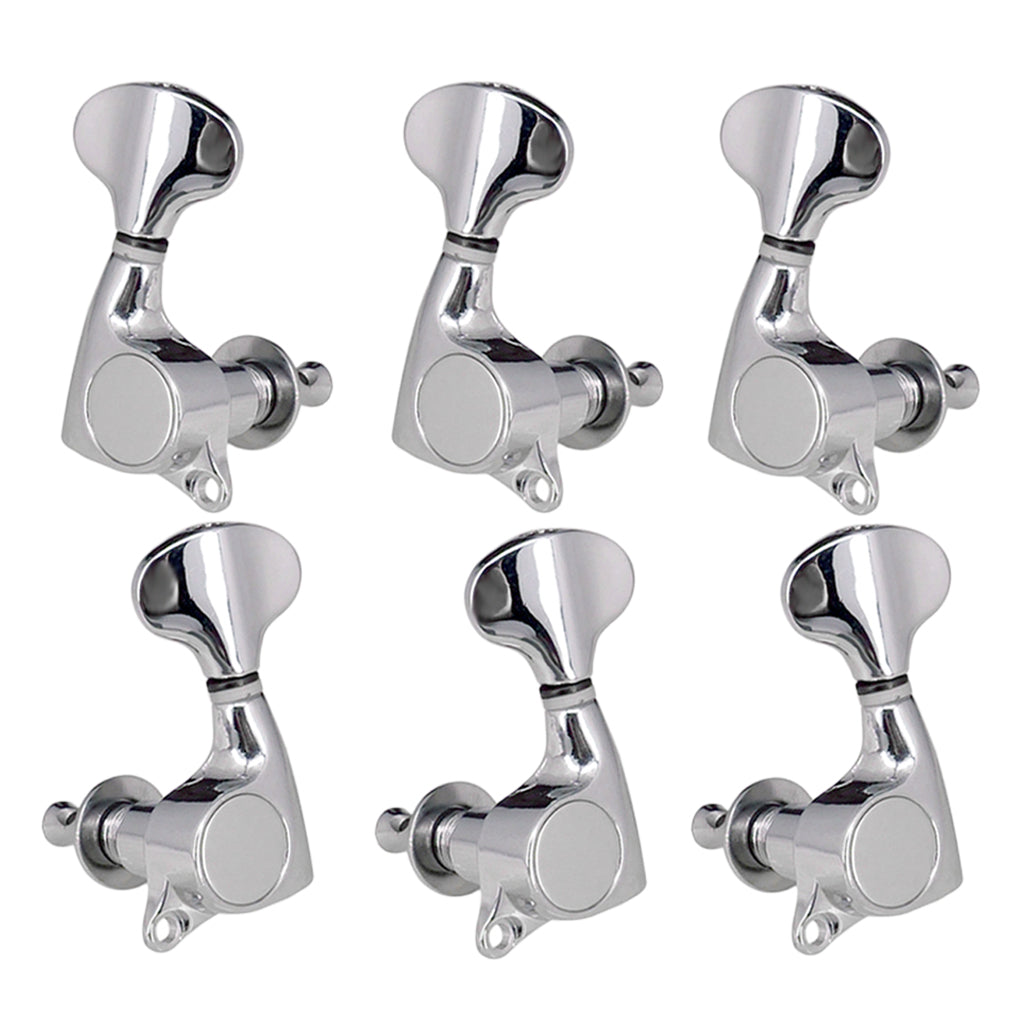 6 Pieces Sealed-gear Acoustic Guitar Tuning Pegs Tuners Machine Heads Silver