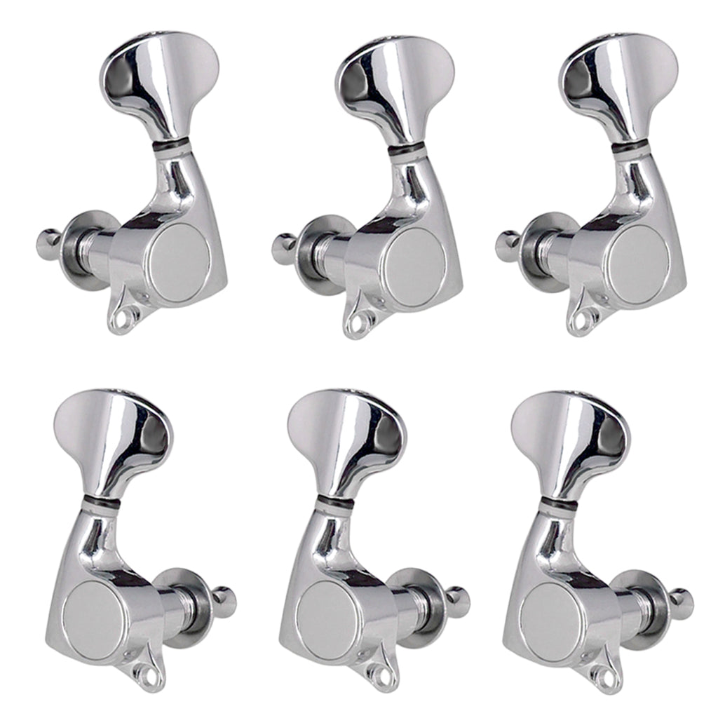 6 Pieces Sealed-gear Acoustic Guitar Tuning Pegs Tuners Machine Heads Silver