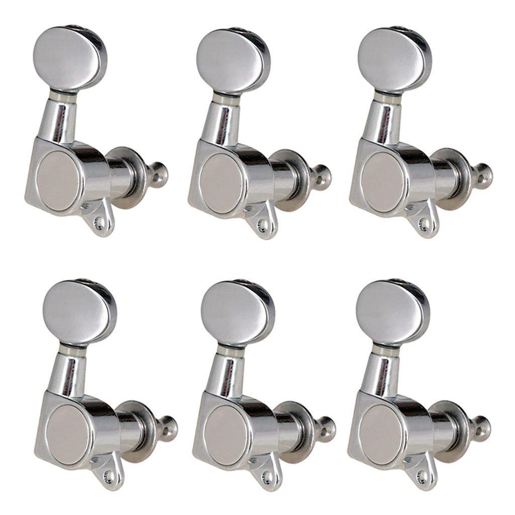 String Tuning Pegs Enclosed Round Button for Acoustic Guitar 6R Silver