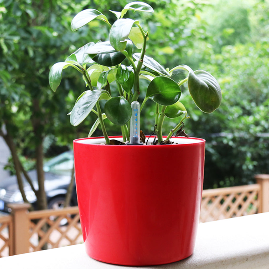 7''Self Watering Planter with Water Level Gauge Decorative Flower Pot Red