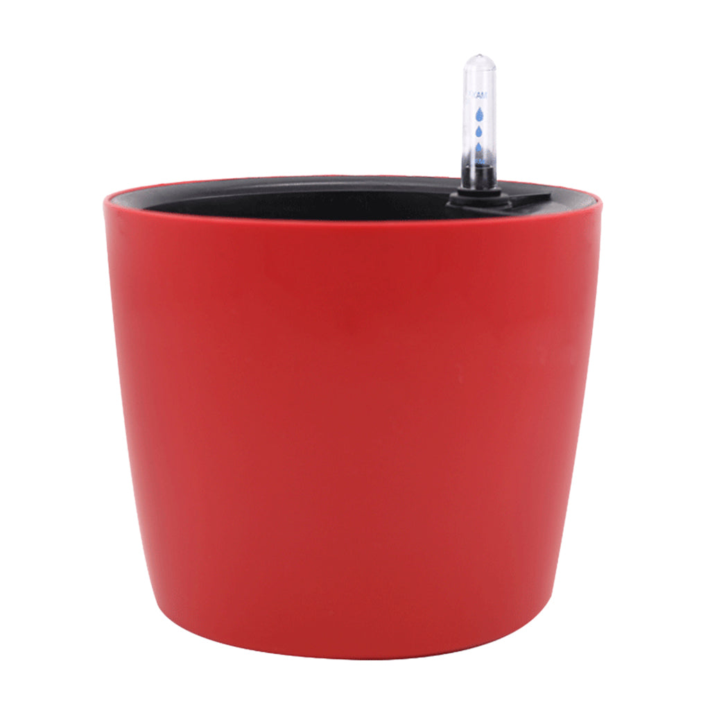 7''Self Watering Planter with Water Level Gauge Decorative Flower Pot Red