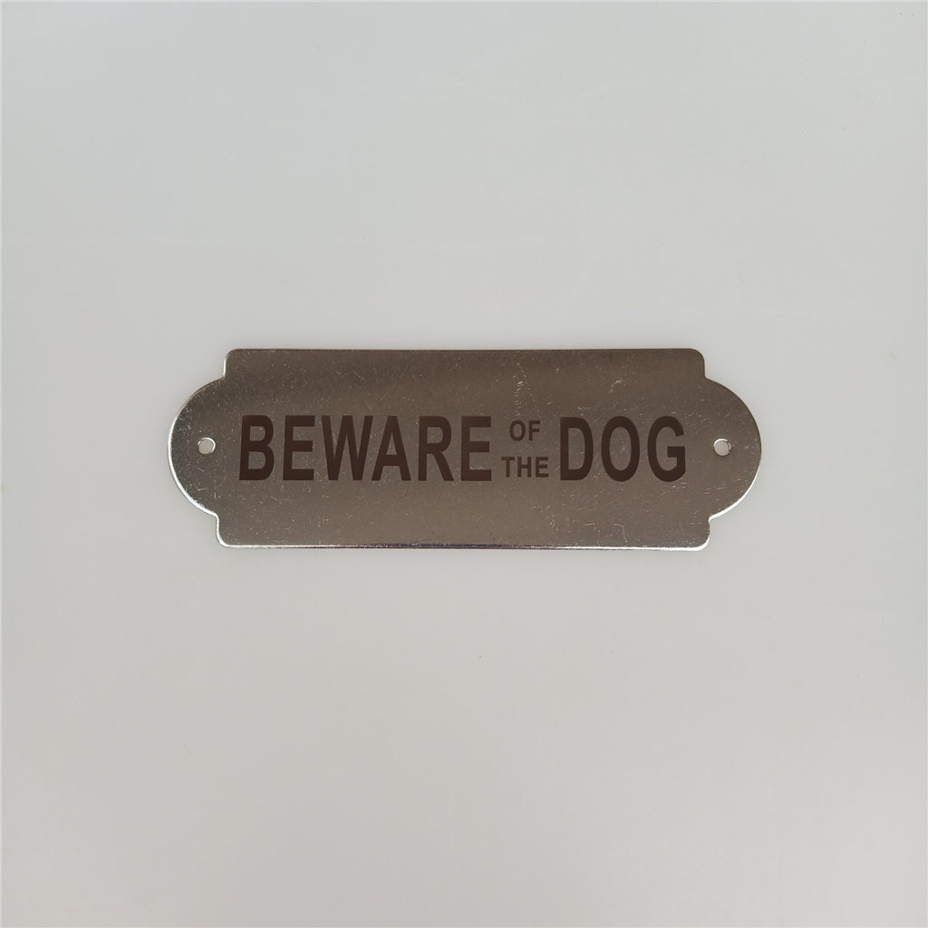 Stainless Steel House Door Plaque Wall Sign Garden BEWARE OF THE DOG