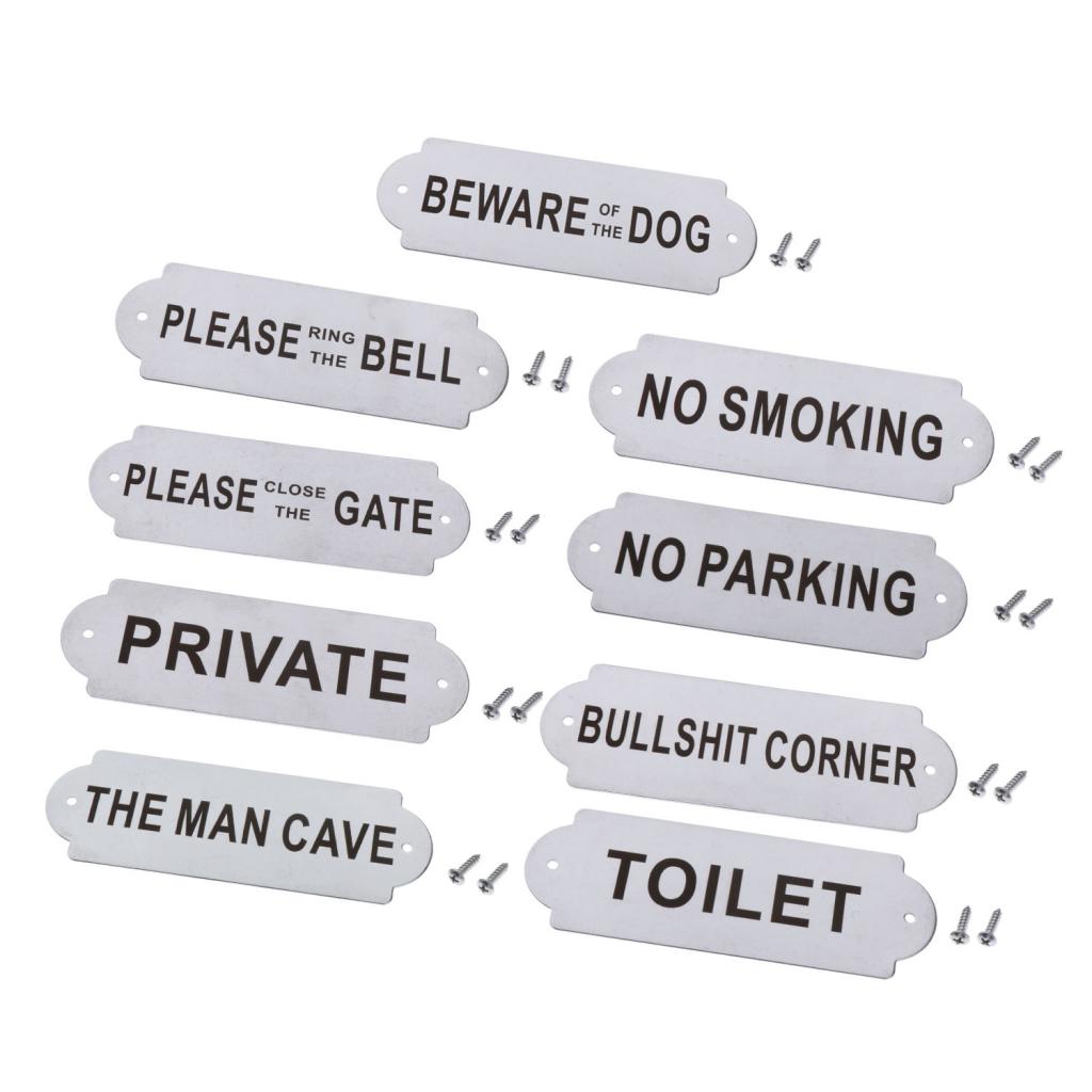 Stainless Steel House Door Plaque Wall Sign Garden BEWARE OF THE DOG