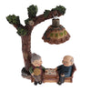 Happy Elderly Couple Figurine Resin Old Age Life Home Decor Playing Chess