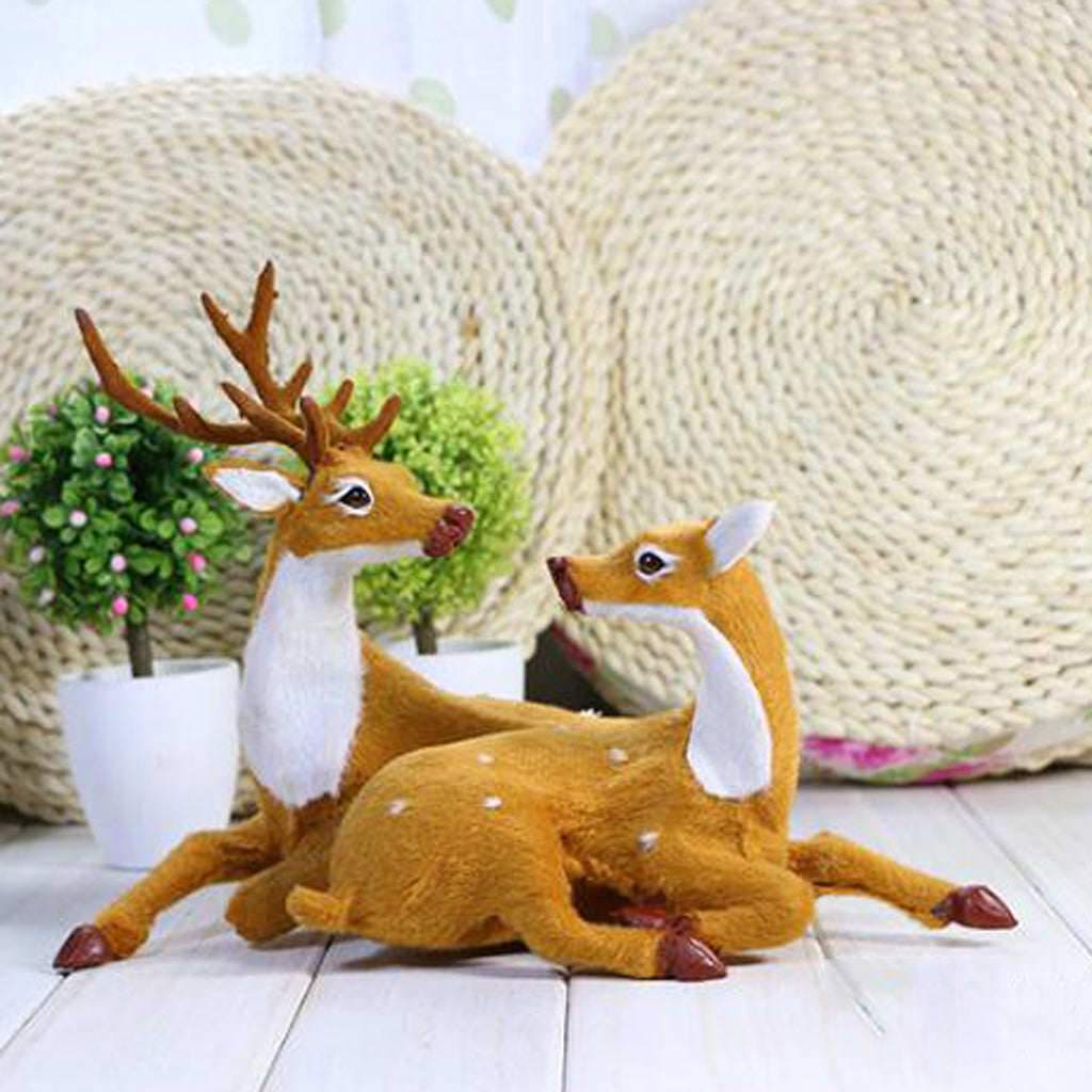 Xmas Elk Plush Simulation Christmas Decor Ornaments Reindeer B:37x17x26cm