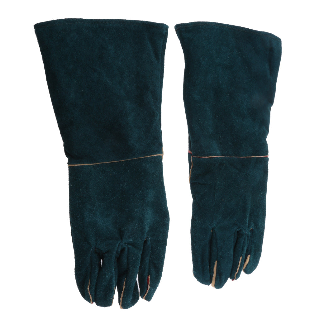 Cowhide Leather Welding Gloves Protective Gloves Welder Hands 40cm Green