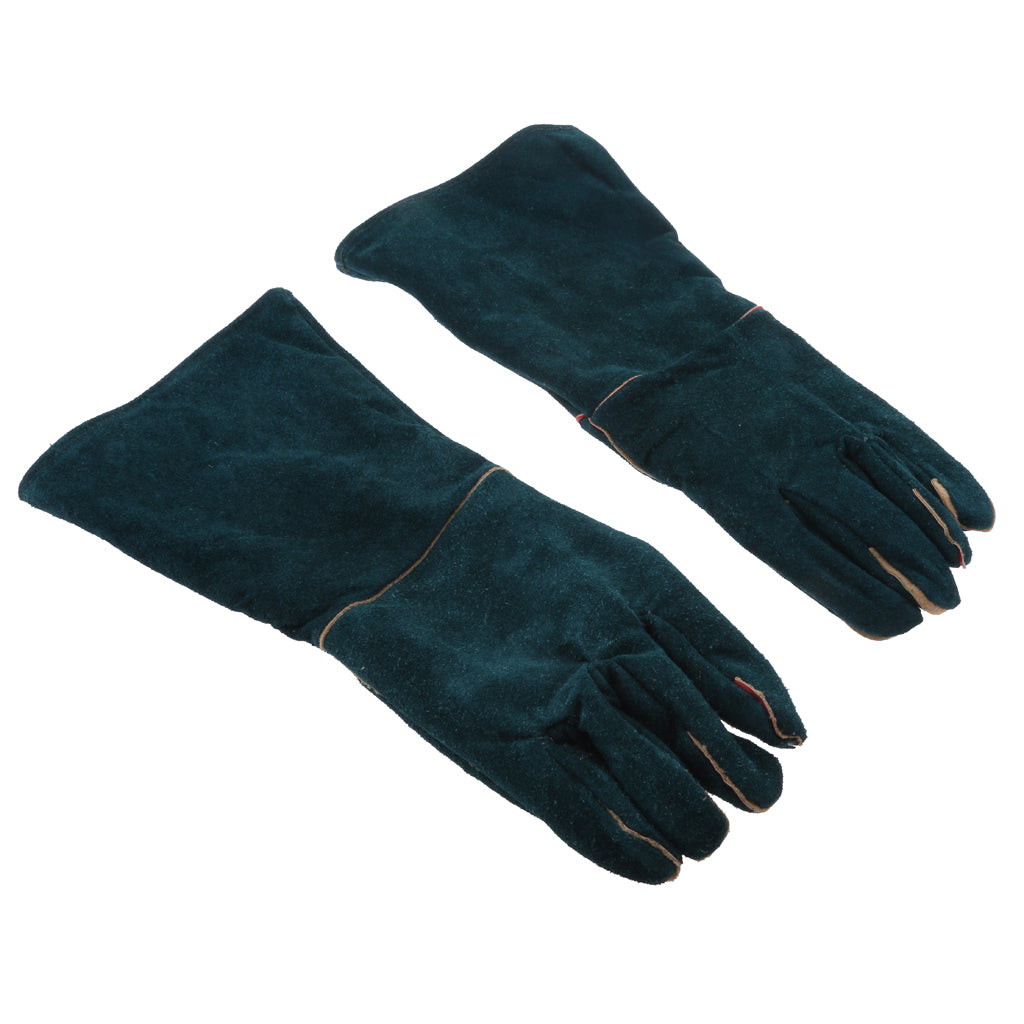 Cowhide Leather Welding Gloves Protective Gloves Welder Hands 40cm Green