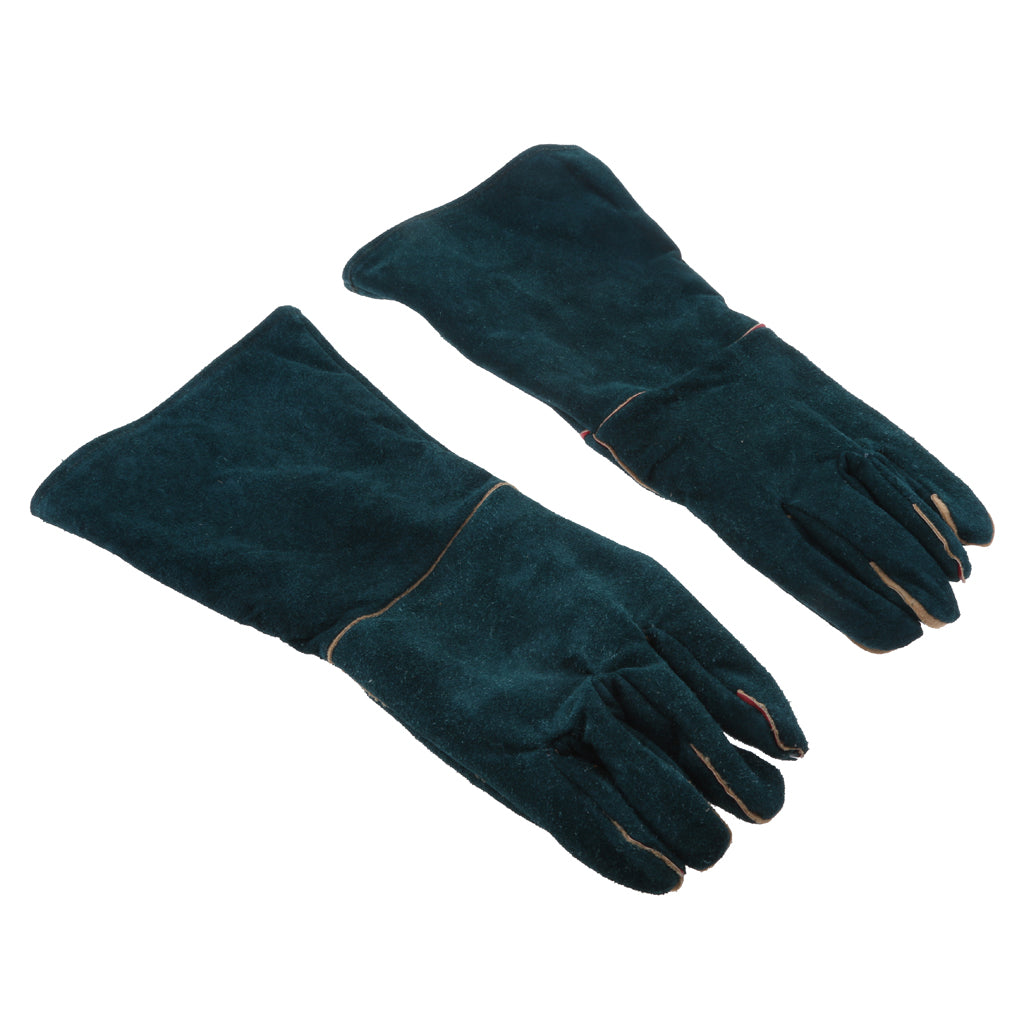 Cowhide Leather Welding Gloves Protective Gloves Welder Hands 40cm Green