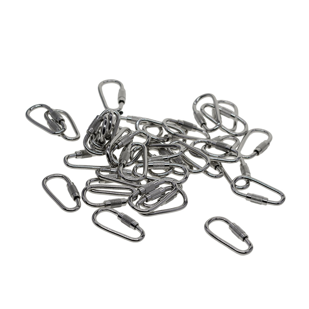 50X small steel quick open screw lock key Chain Hook Carabiner safety clasp