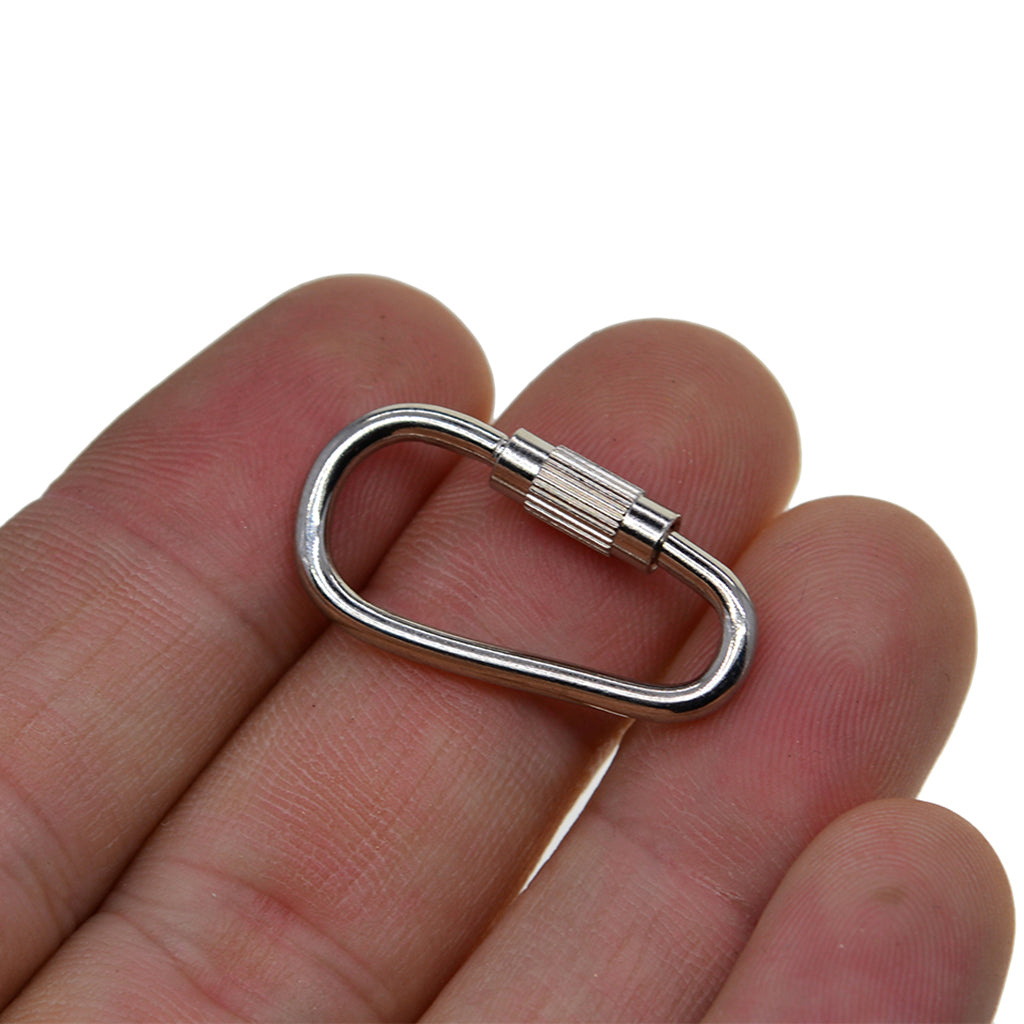 50X small steel quick open screw lock key Chain Hook Carabiner safety clasp