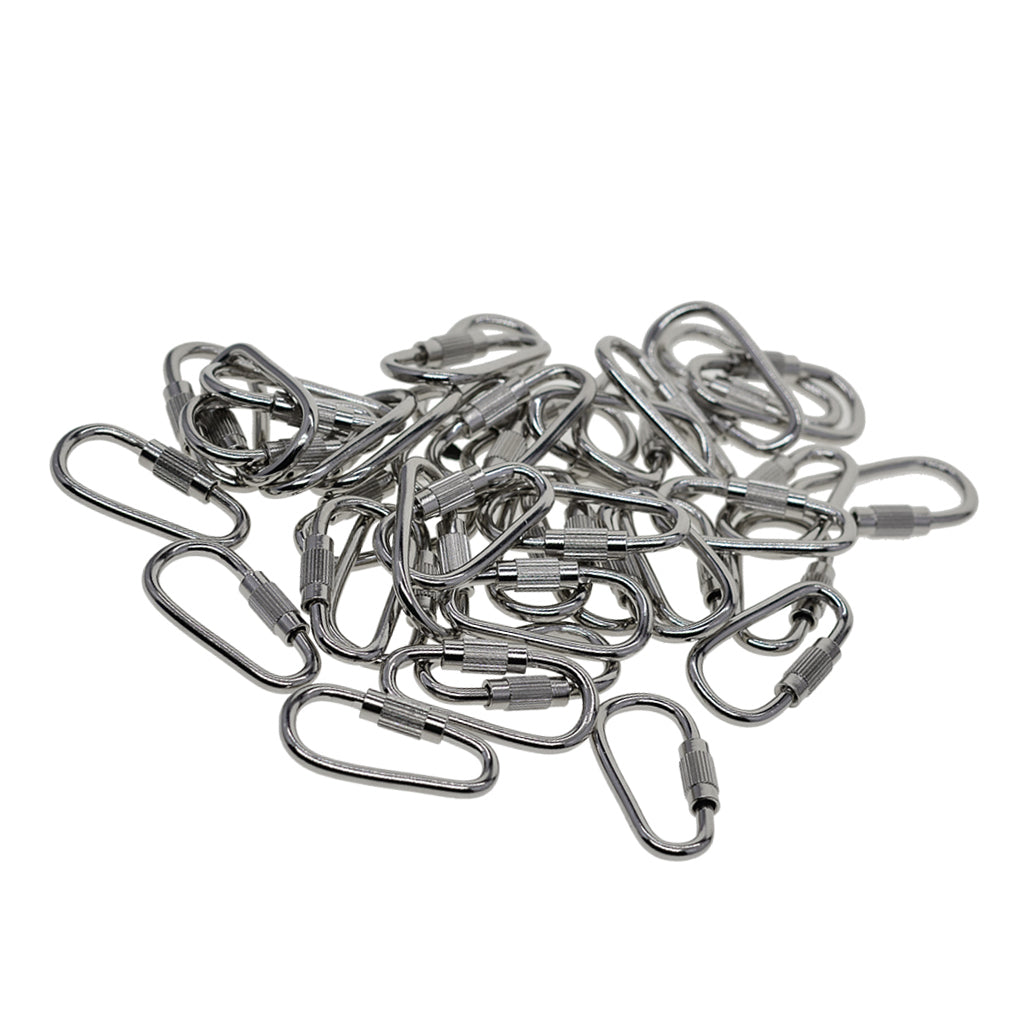 50X small steel quick open screw lock key Chain Hook Carabiner safety clasp