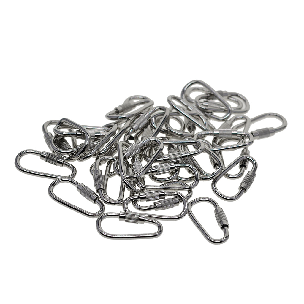 50X small steel quick open screw lock key Chain Hook Carabiner safety clasp