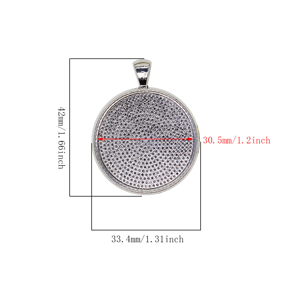 50 Pieces Blank Round Bezel Tray Base 30mm Dia Cabochon Pendant Jewelry