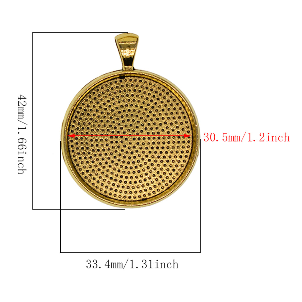 50 Pieces Blank Round Bezel Tray Base Cabochon Necklace Pendants