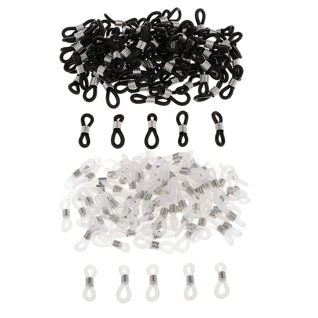100pcs eyeglass chain strap holder end non skid silicone ring loops  white