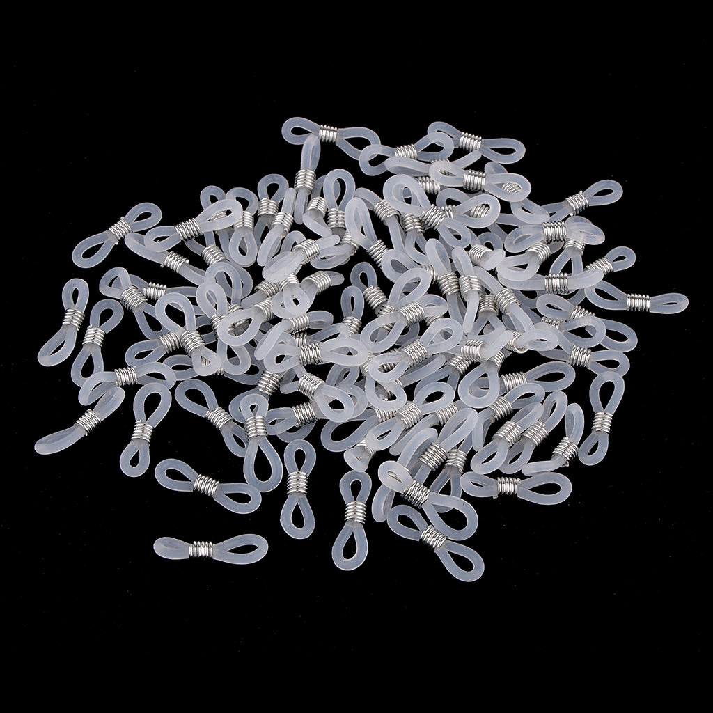 100pcs eyeglass chain strap holder end non skid silicone ring loops  white