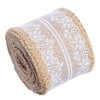 Natural Burlap Ribbon Roll White Lace Jute Trims Tape for Wedding Decoration