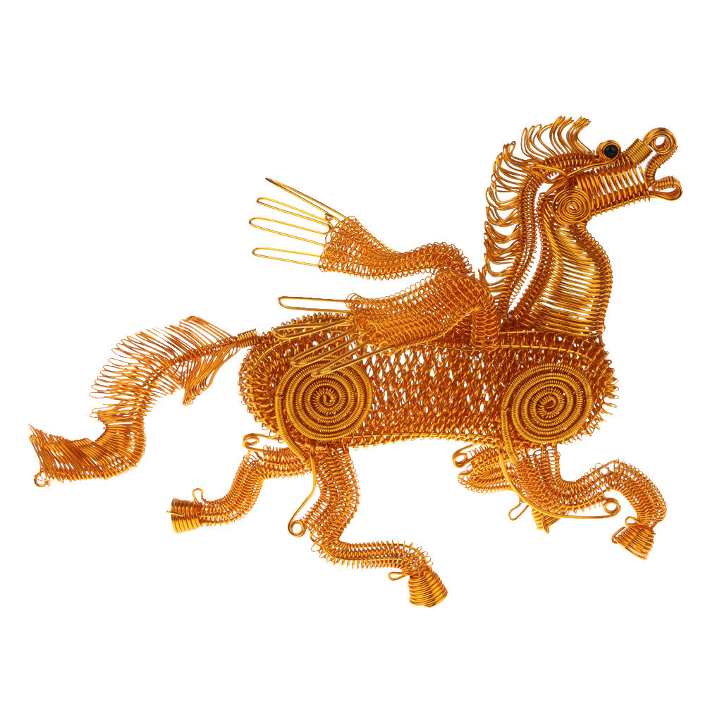 Handcrafted Pegasus Flying Horse Model Metal Crafts Desk Ornament - Golden