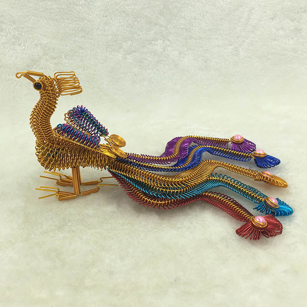 Handcrafted Phoenix Model Metal Chinese Traditional Crafts Desk Ornament