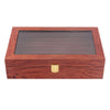 Glass Lid Jewelry Ring Display Organizer Wooden Box Holder Storage Case
