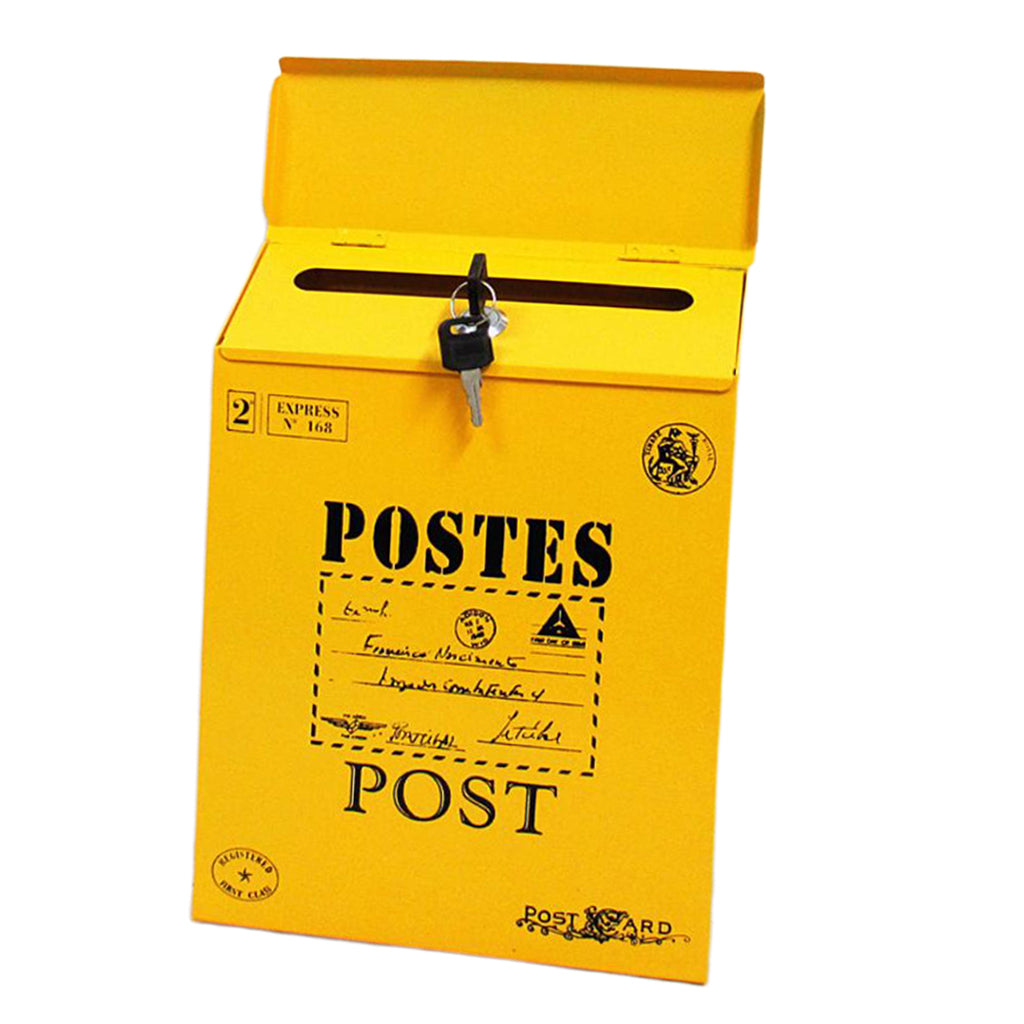 Creative Iron Mail/Letter/Post/Newspaper Holder Box Yellow_ Big Letters