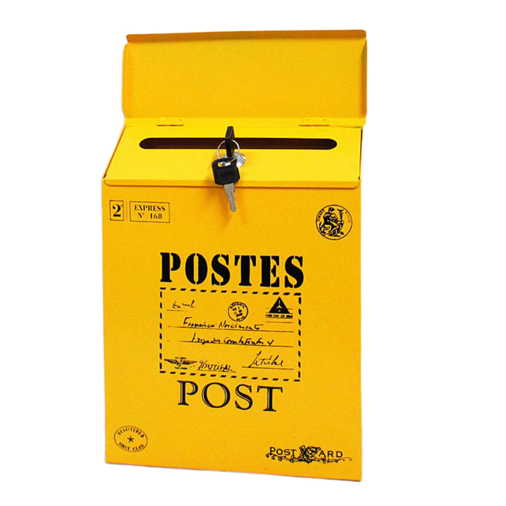 Creative Iron Mail/Letter/Post/Newspaper Holder Box Yellow_ Big Letters