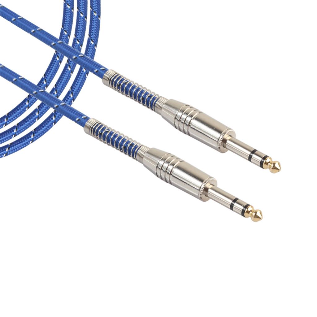 Bass Guitar 6.35mm Stereo Male to Male Audio Cable Nylon Braided Cord 5m