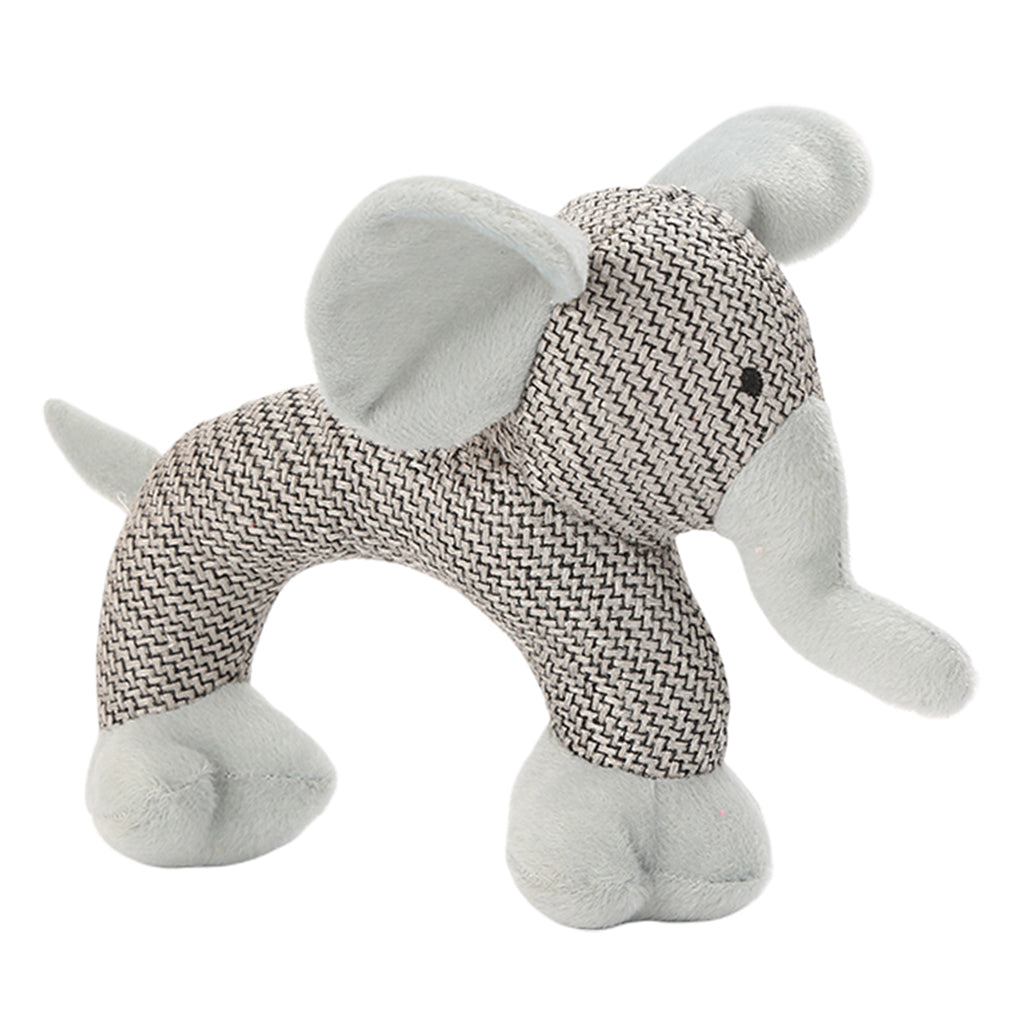 Cute Animals Shape Pet Chew Toy Durable Plush Toys For Dog Cat Grey Elephant