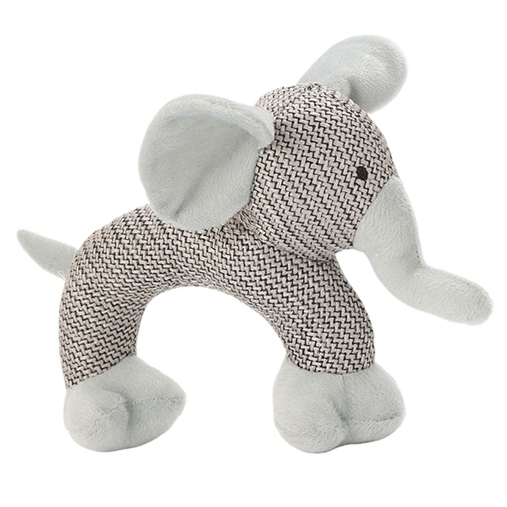 Cute Animals Shape Pet Chew Toy Durable Plush Toys For Dog Cat Grey Elephant