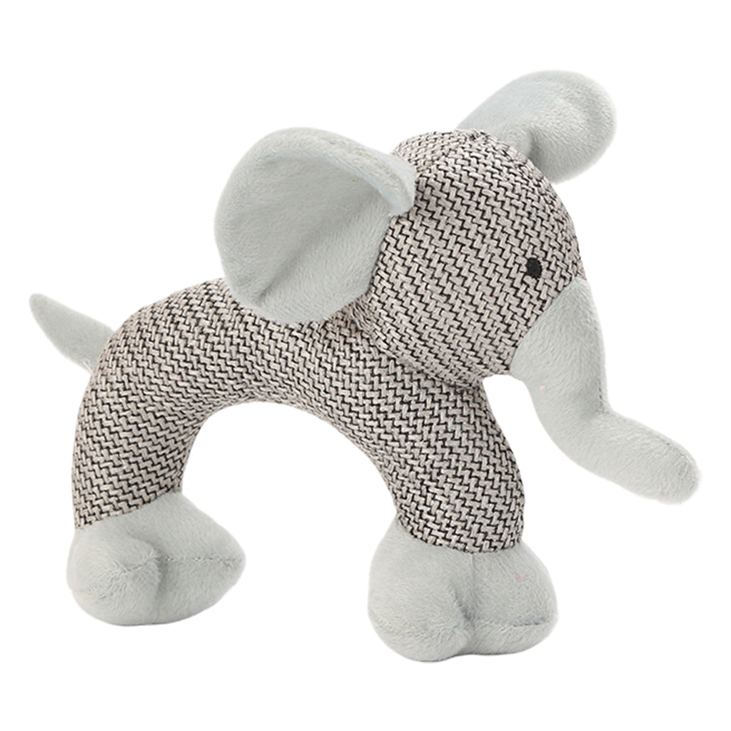 Cute Animals Shape Pet Chew Toy Durable Plush Toys For Dog Cat Grey Elephant