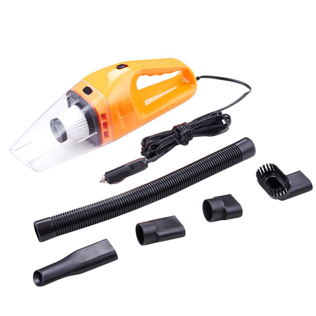 120W/12V Portable Vacuum Cleaner Dry Wet Dual Use High Power Orange