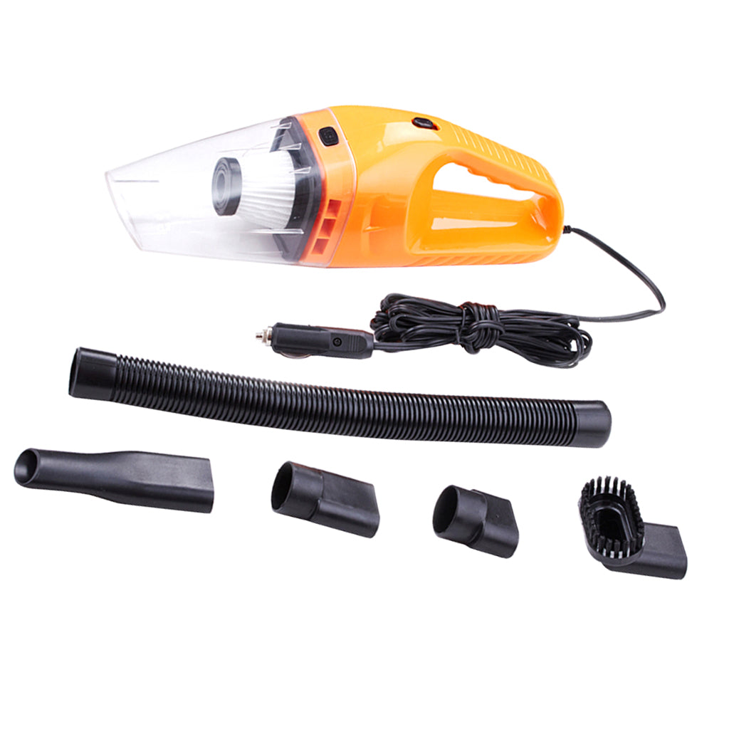 120W/12V Portable Vacuum Cleaner Dry Wet Dual Use High Power Orange