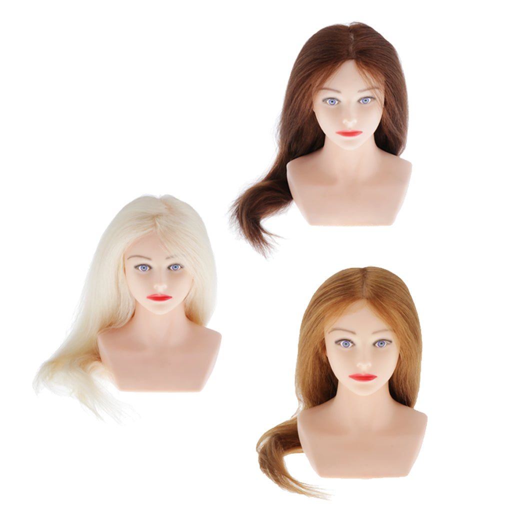 Human Hair Styling Mannequin Head Salon Training Manikin Head 27'' Beige