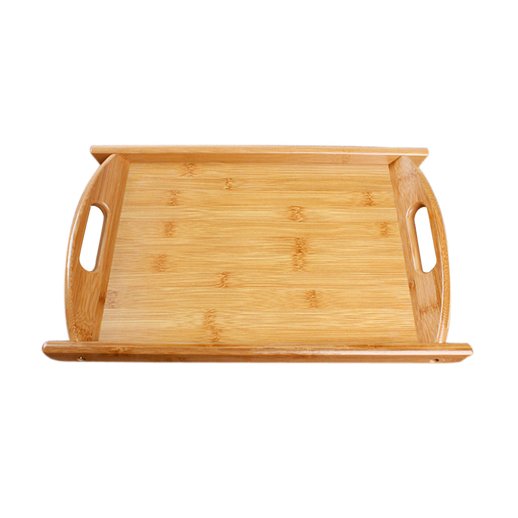 Bamboo Serving Tray Multi Functional Wooden Butlers Tray with Handles M