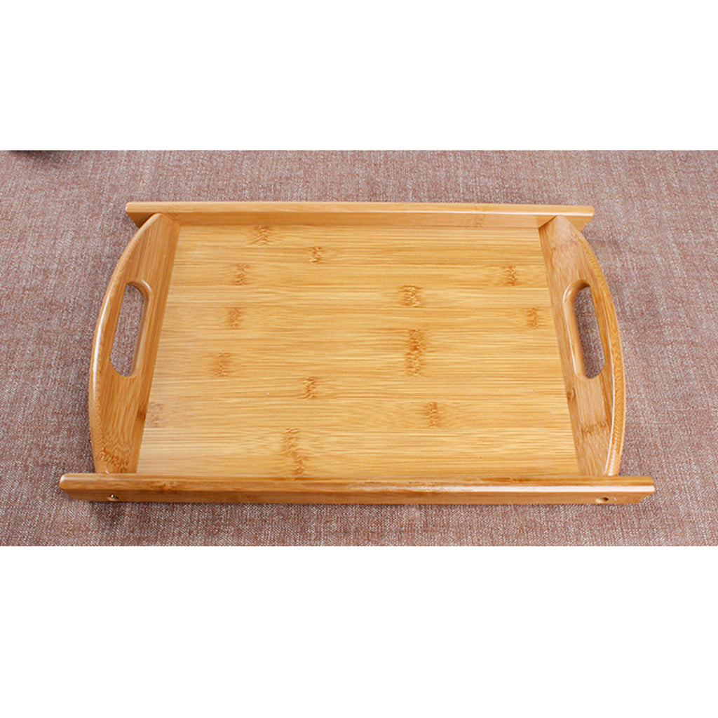 Bamboo Serving Tray Multi Functional Wooden Butlers Tray with Handles M