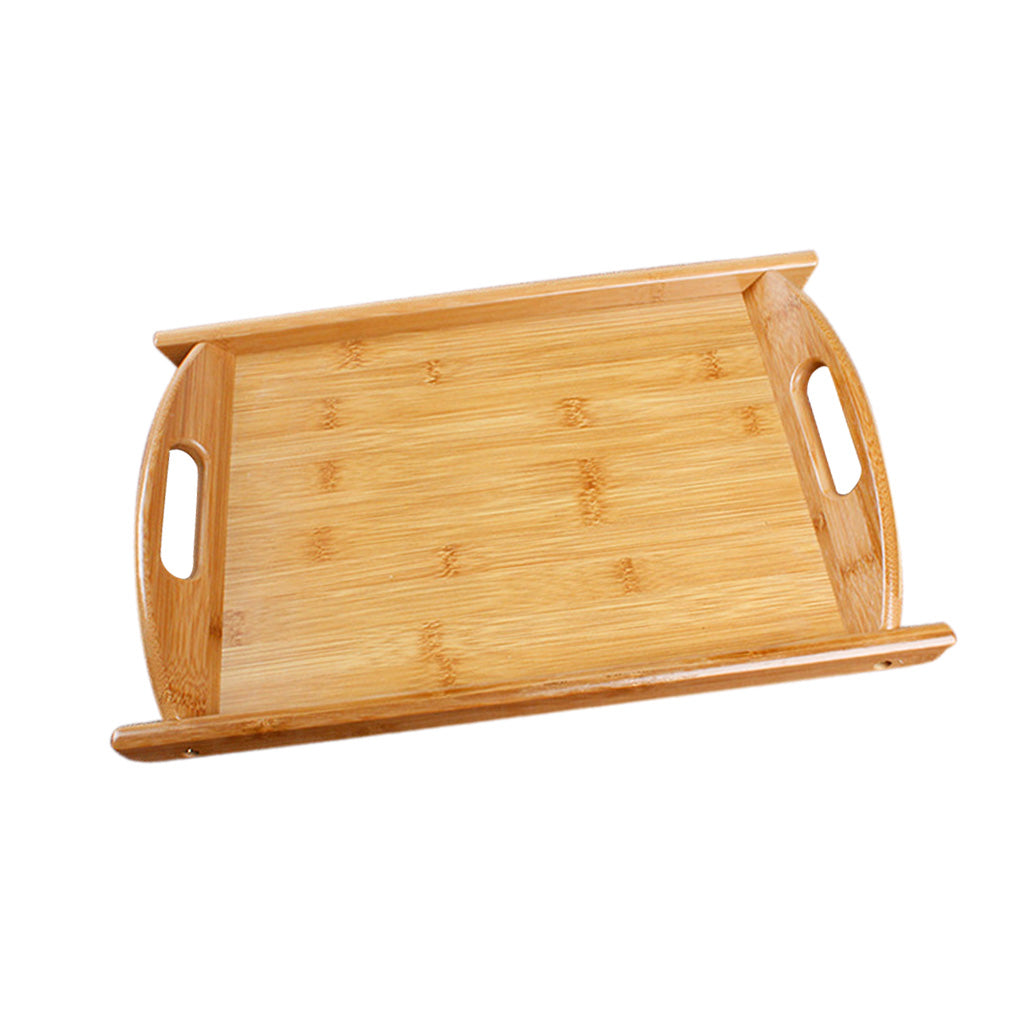 Bamboo Serving Tray Multi Functional Wooden Butlers Tray with Handles M