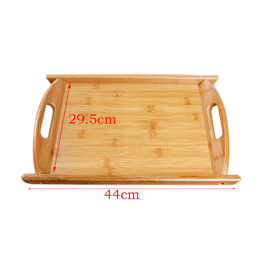 Bamboo Serving Tray Multi Functional Wooden Butlers Tray with Handles M