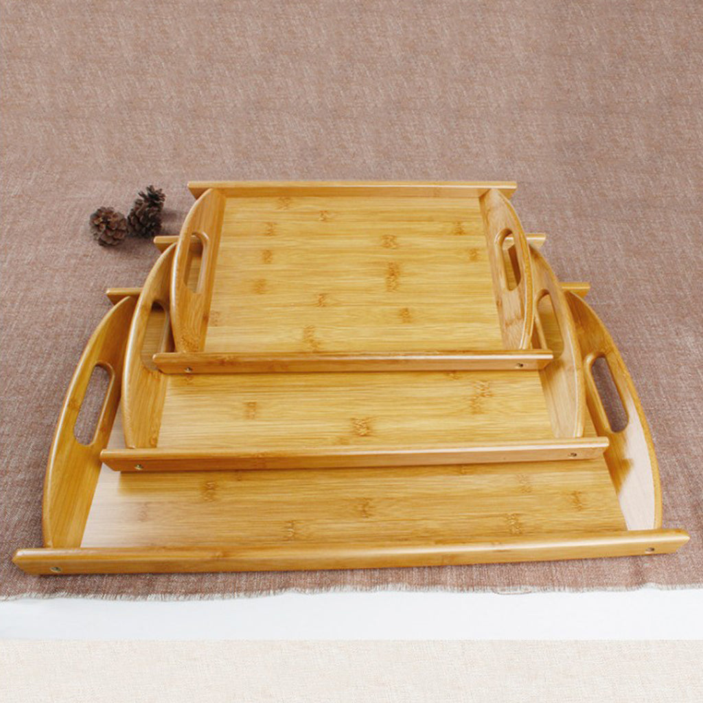 Bamboo Serving Tray Multi Functional Wooden Butlers Tray with Handles S