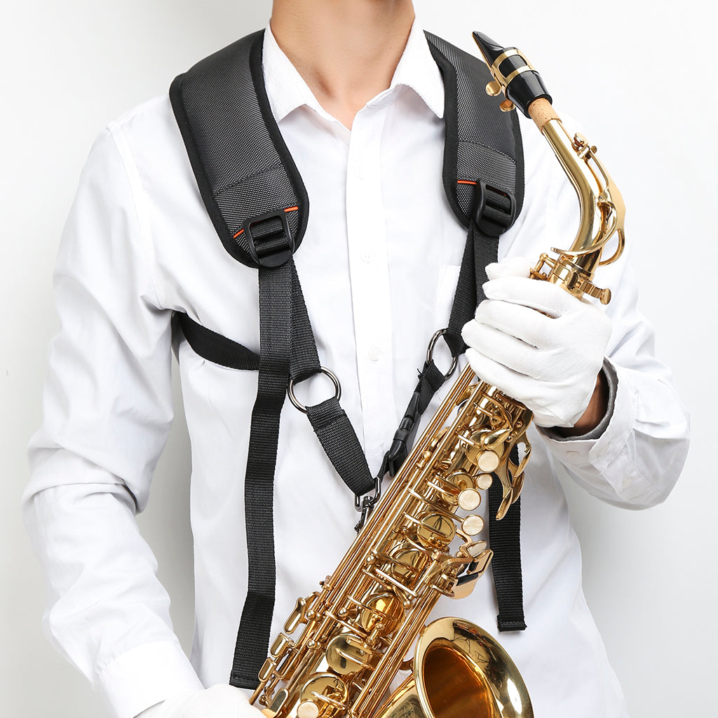 Adjustable Saxophone Sax Soft Cotton Padded Shoulder Strap with Hook Clasp