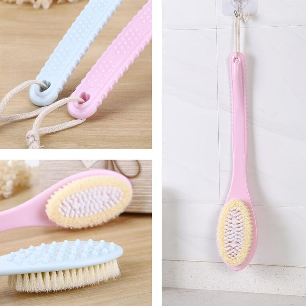 Long Handle SPA Bath Exfoliation Brush Body Shower Scrubber Massager Pink