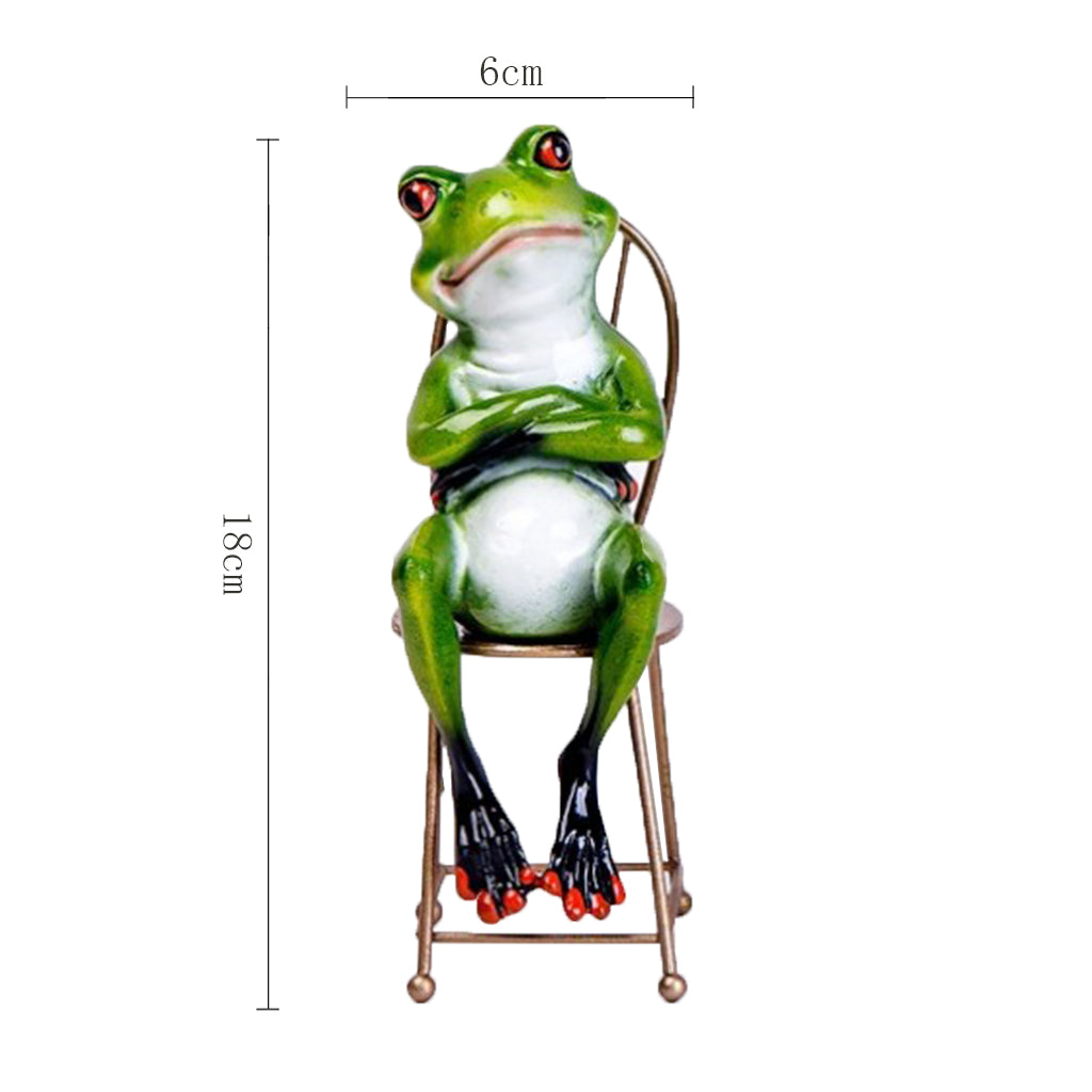 Resin 3D Craft Frog Sitting In The Desk Figurine Home Tabletop Decor Gift C