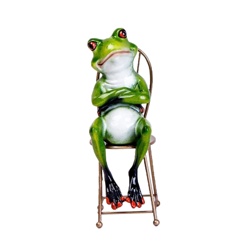 Resin 3D Craft Frog Sitting In The Desk Figurine Home Tabletop Decor Gift C