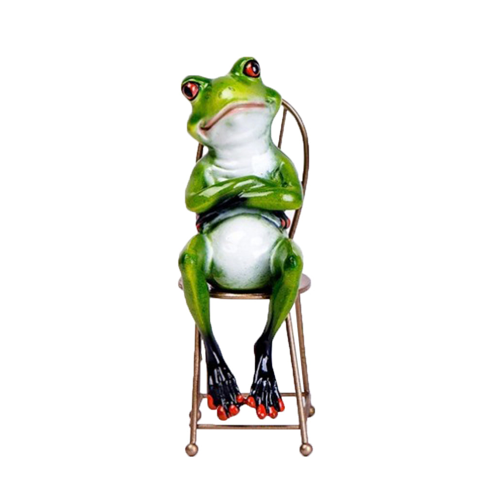 Resin 3D Craft Frog Sitting In The Desk Figurine Home Tabletop Decor Gift C