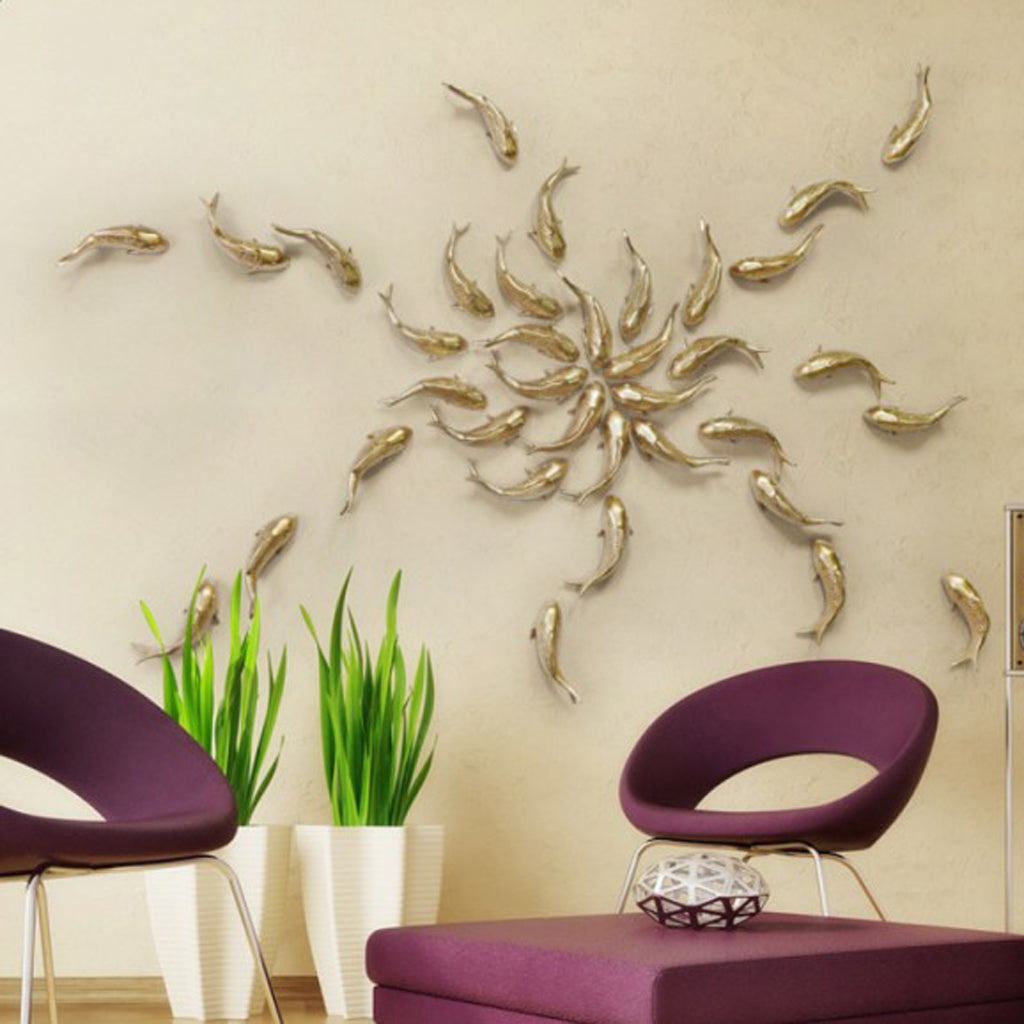 Resin Wall Decoration Ornament for Home Background Wall Decor Carp Left