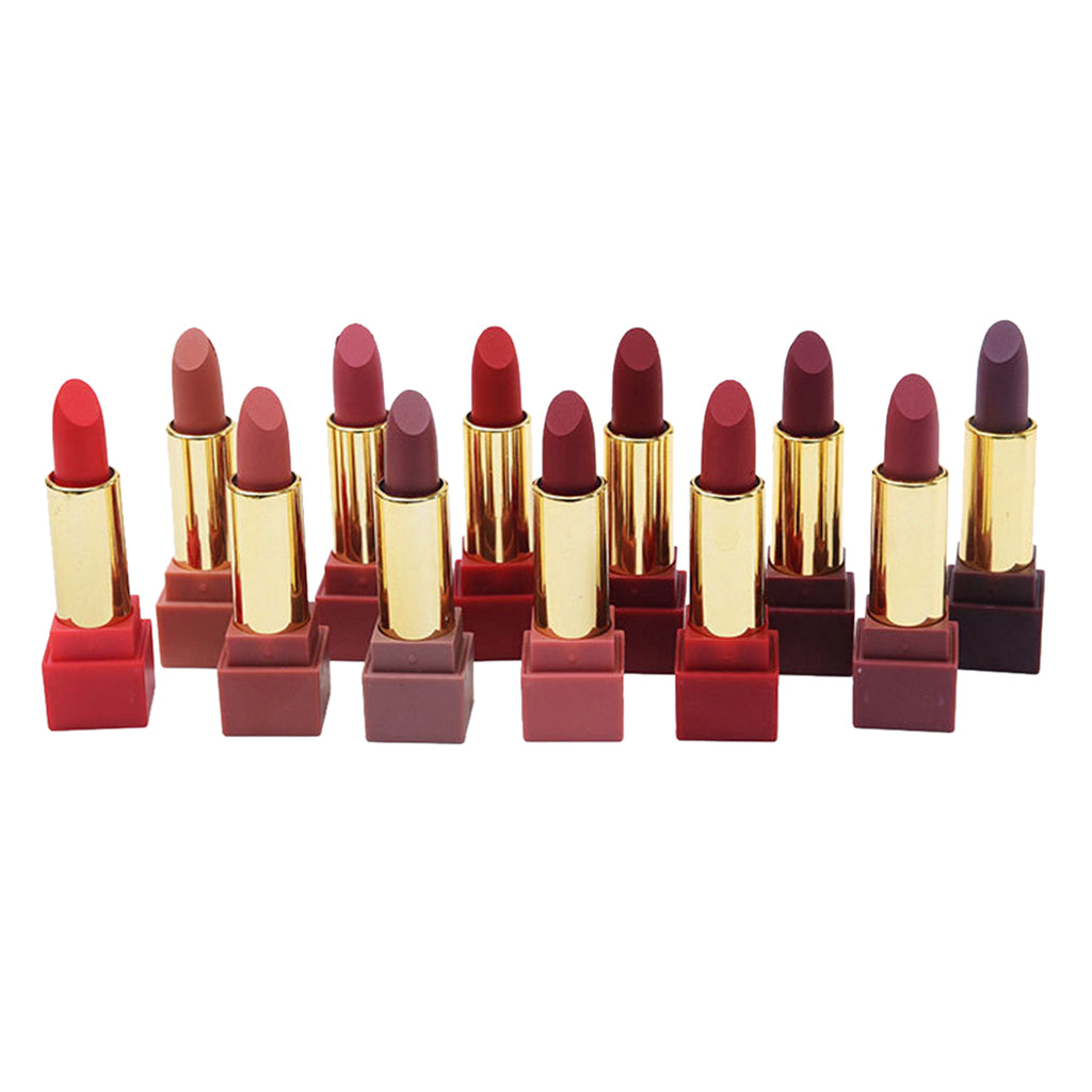 12 Colors Women Matte Velvet Lip Stick Long Lasting Makeup Lipstick Color