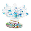 Crystal Glass Lotus Flower Tea Light Candle Holder Gift blue