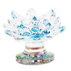 Crystal Glass Lotus Flower Tea Light Candle Holder Gift blue