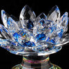 Crystal Glass Lotus Flower Tea Light Candle Holder Gift blue