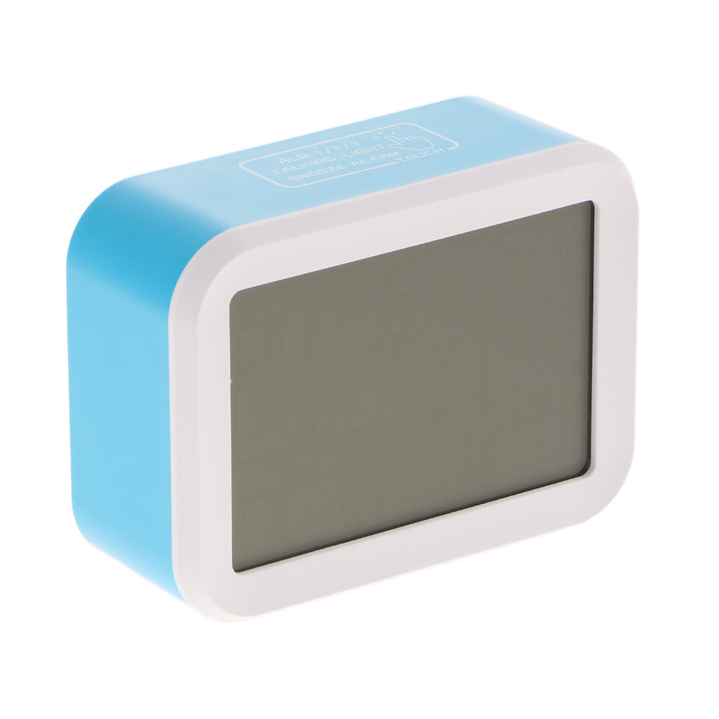 Digital Voice Alarm Clock with LCD Display Backlight Calendar Snooze  Blue